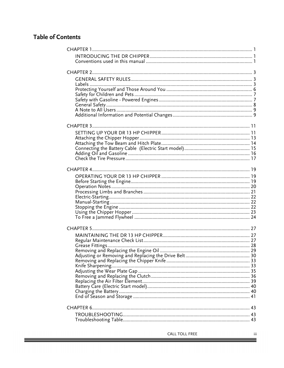 DR Power 13 HP Towable User Manual | Page 3 / 56