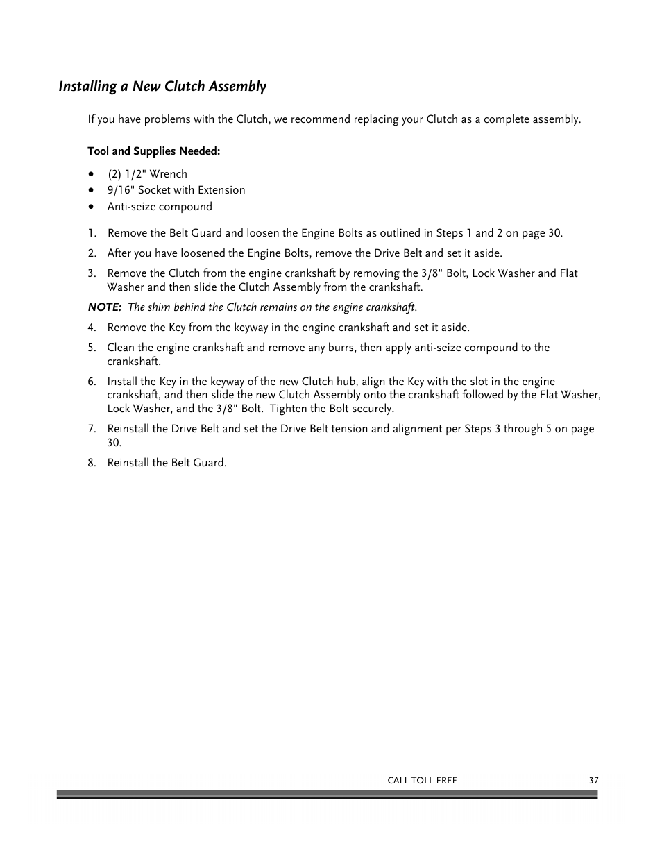 Installing a new clutch assembly | DR Power 13 HP Towable User Manual | Page 41 / 56