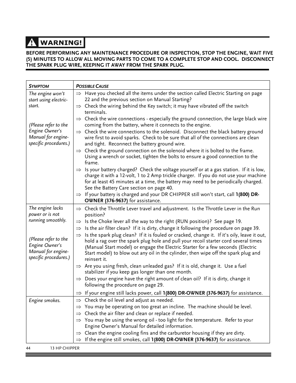 DR Power 13 HP Towable User Manual | Page 48 / 56