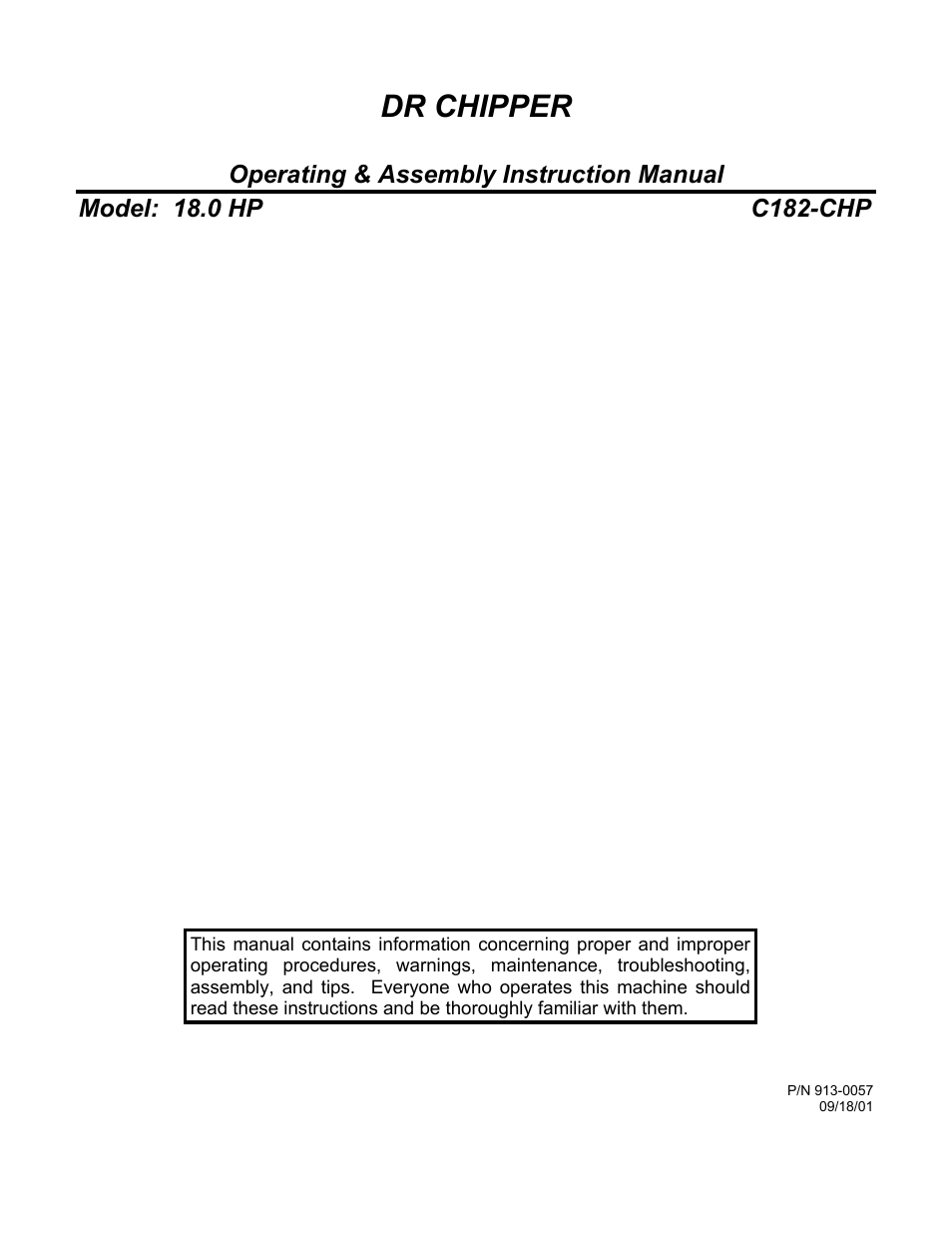 DR Power 18 HP Bottom-Discharge User Manual | 22 pages