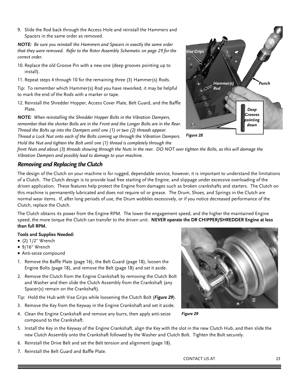 Removing and replacing the clutch | DR Power 8 FPT User Manual | Page 23 / 32