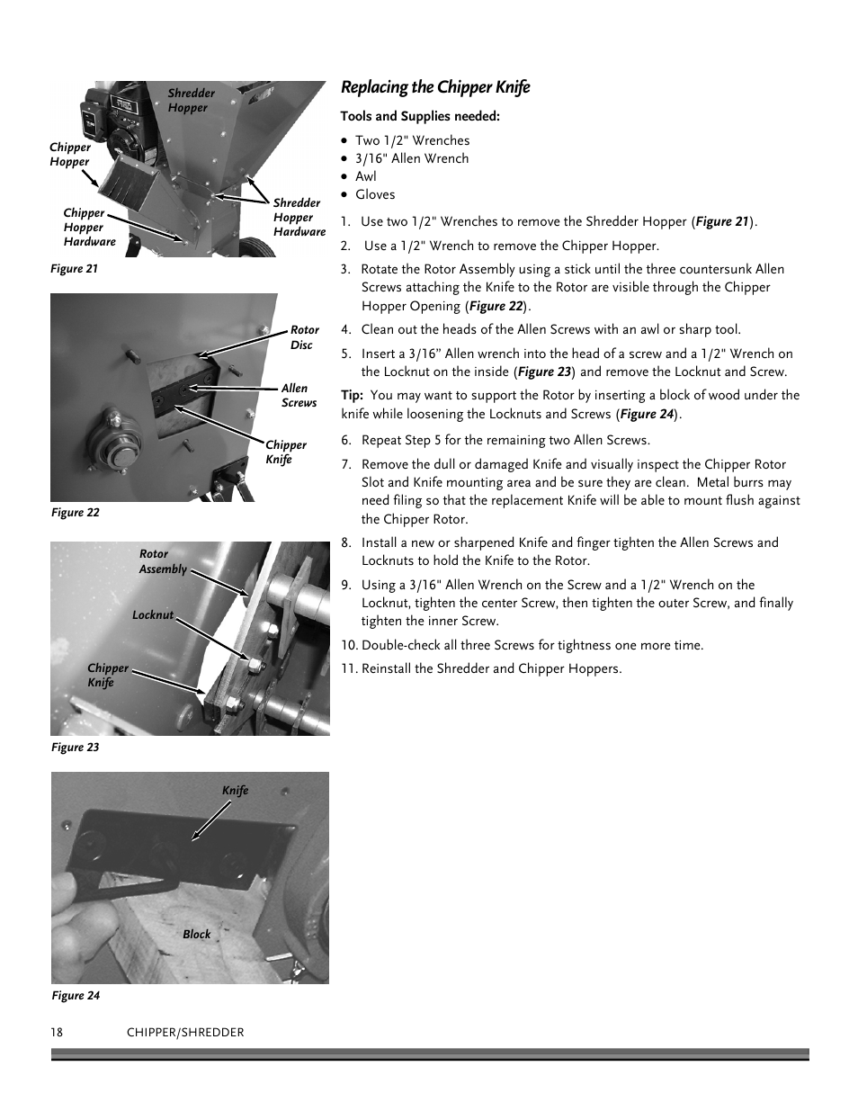 Replacing the chipper knife | DR Power 11.5 FPT User Manual | Page 18 / 36