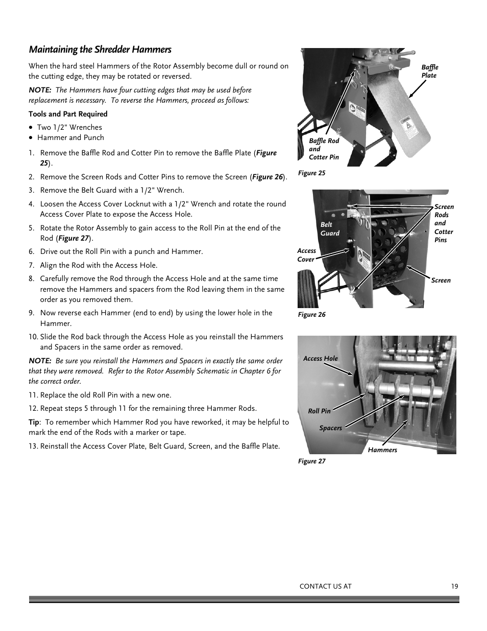 Maintaining the shredder hammers | DR Power 11.5 FPT User Manual | Page 19 / 36