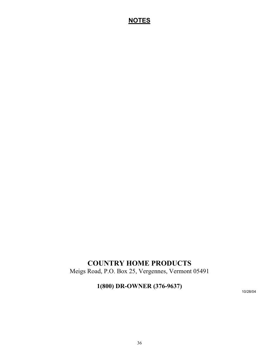 Country home products | DR Power 18 HP (June 2004 - Present) User Manual | Page 36 / 36