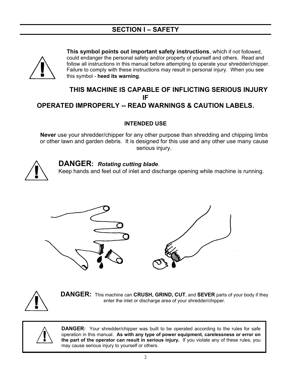 Danger | DR Power TPH-184CHP User Manual | Page 2 / 31