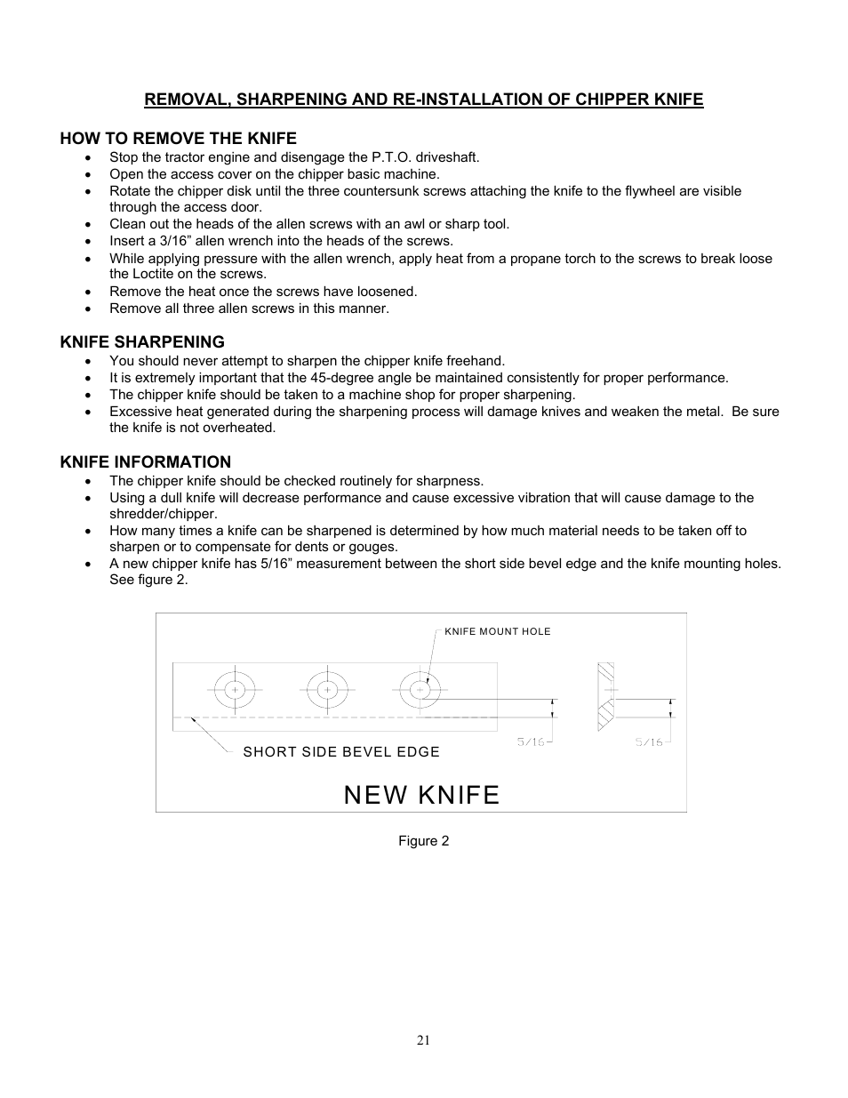 Knife sharpening, Knife information, New knife | DR Power TPH-184CHP User Manual | Page 20 / 31