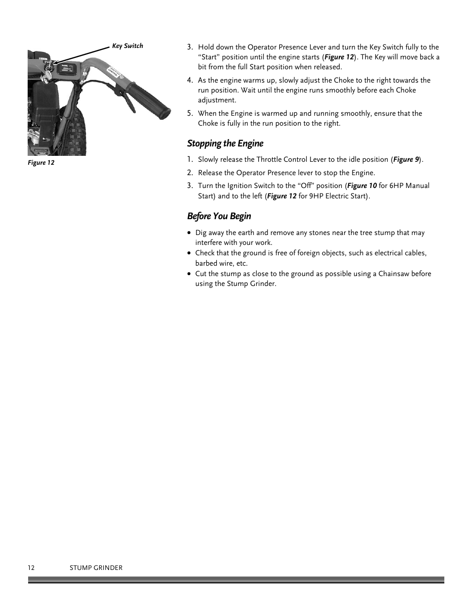 Stopping the engine, Before you begin | DR Power 9 HP Pro (March 2010 - June 2012) User Manual | Page 12 / 32