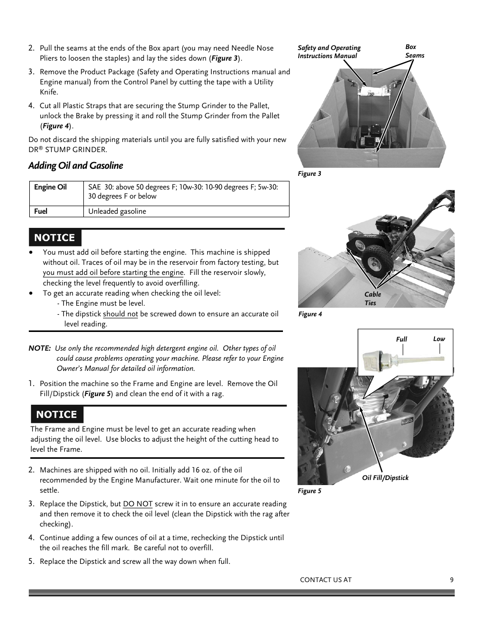 Adding oil and gasoline | DR Power 9 HP Pro (March 2010 - June 2012) User Manual | Page 9 / 32