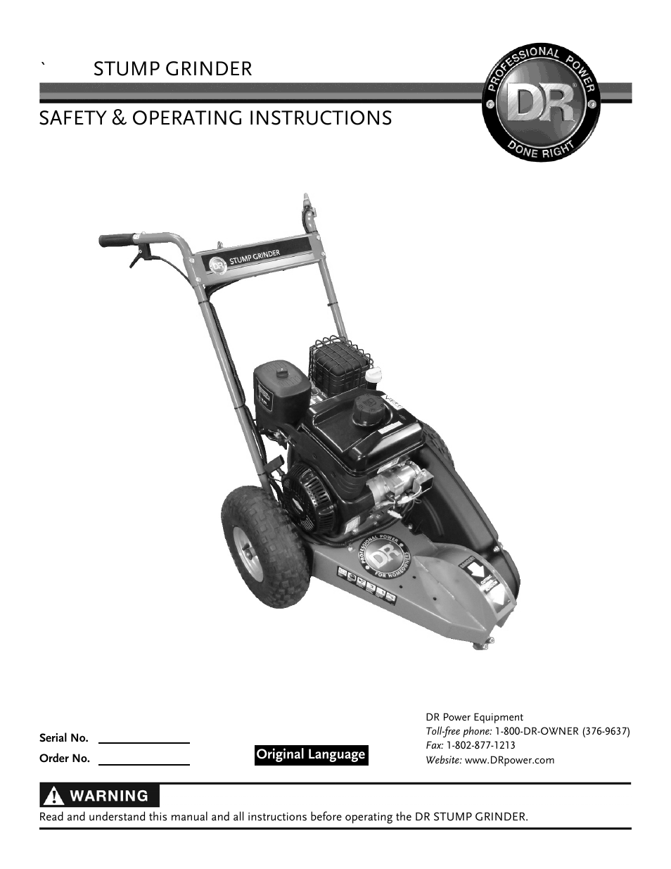 DR Power 14.5 HP Pro (November 2014 - Present) User Manual | 32 pages