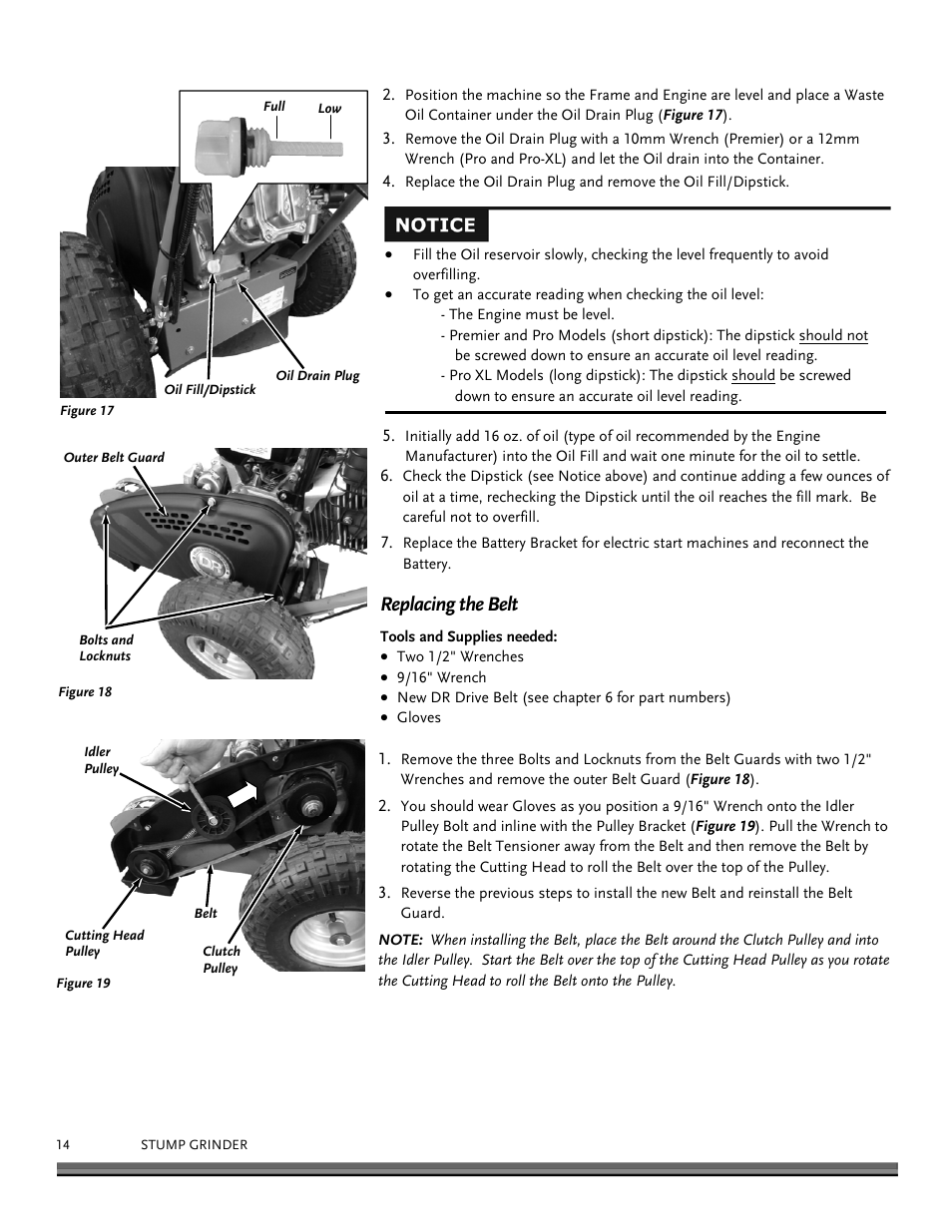 Replacing the belt | DR Power 14.5 HP Pro (November 2014 - Present) User Manual | Page 14 / 32