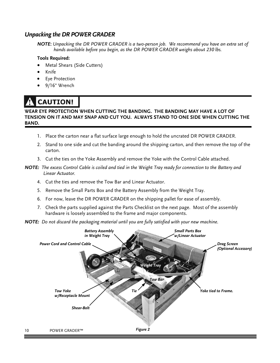 Unpacking the dr power grader | DR Power 48 Power Grader without Remote User Manual | Page 14 / 42