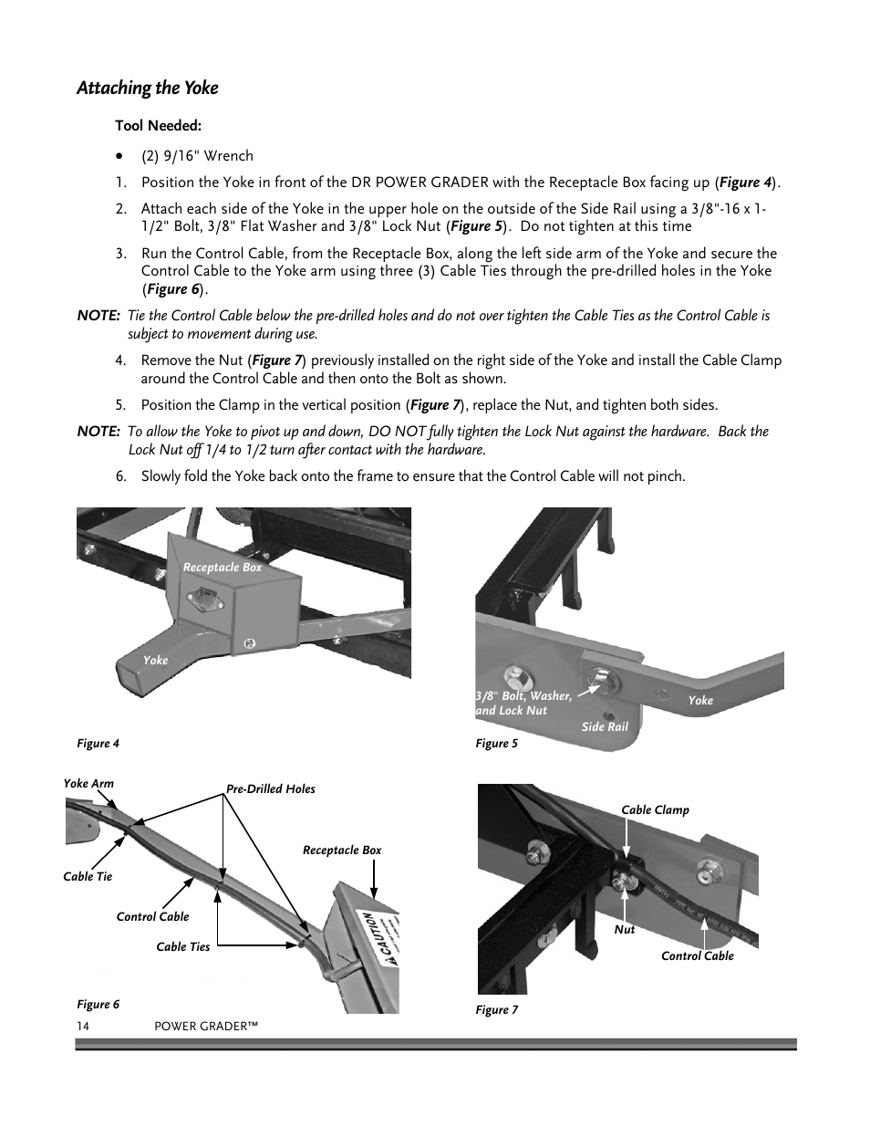 Attaching the yoke | DR Power 48 Power Grader without Remote User Manual | Page 18 / 42