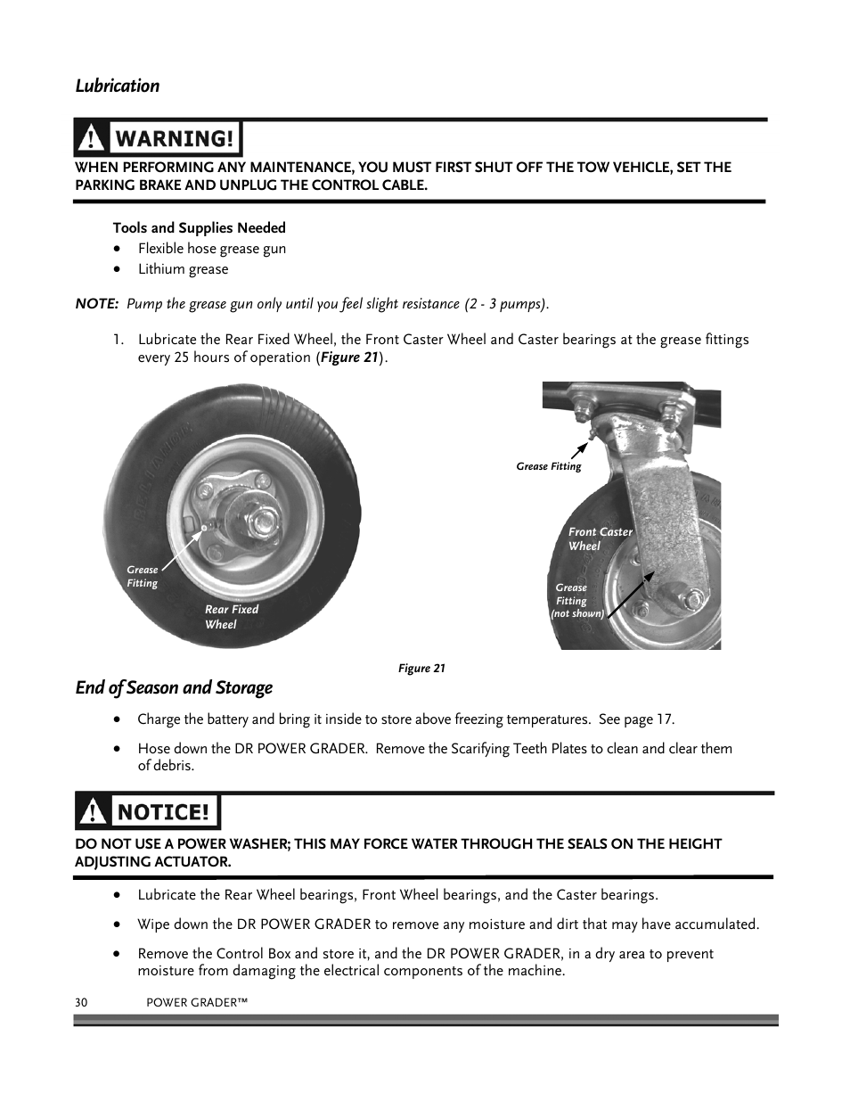 Lubrication, End of season and storage | DR Power 48 Power Grader without Remote User Manual | Page 34 / 42