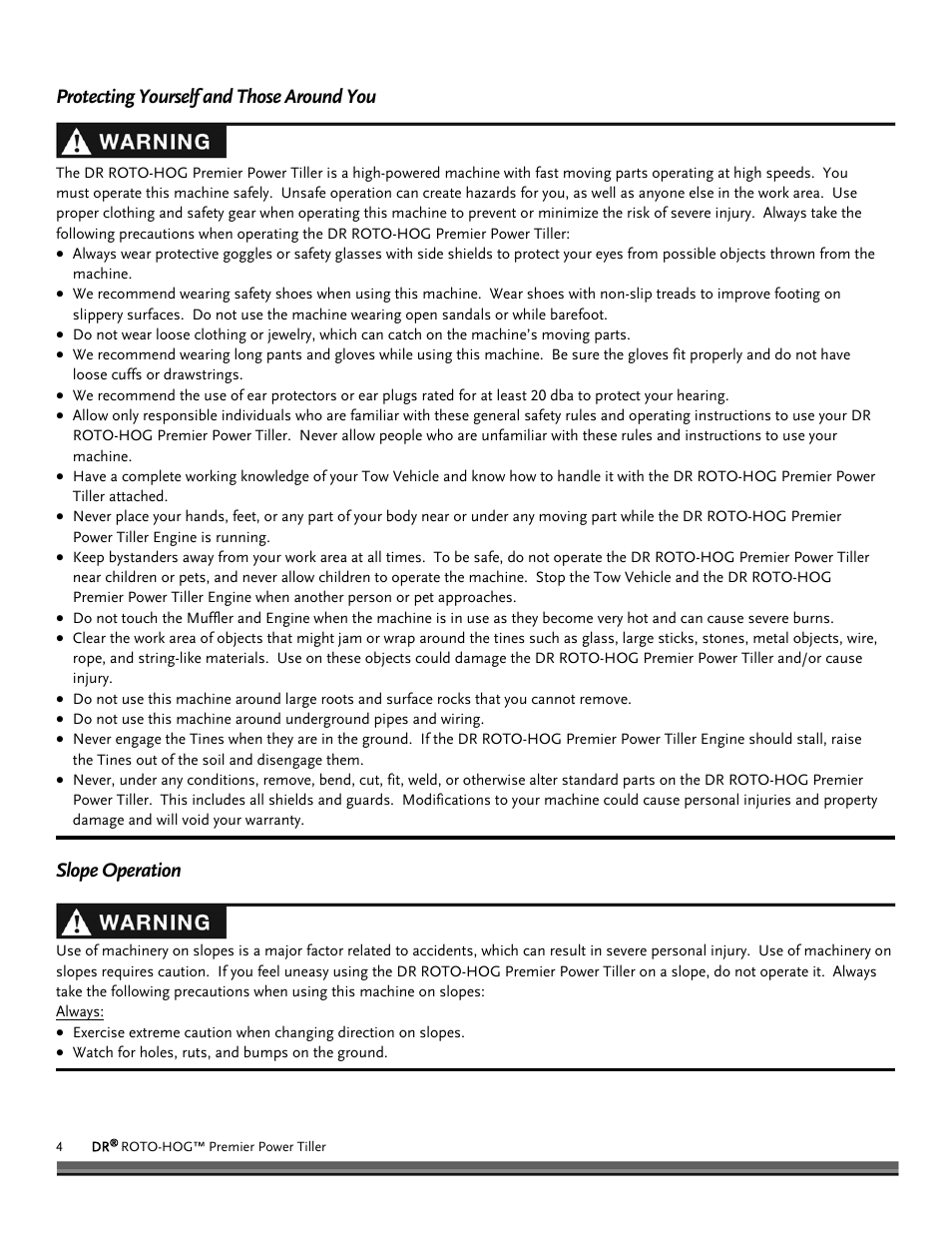 DR Power Premier Tow-Behind Power Tiller Roto-Hog (Dec. 2012 - Present) User Manual | Page 4 / 26