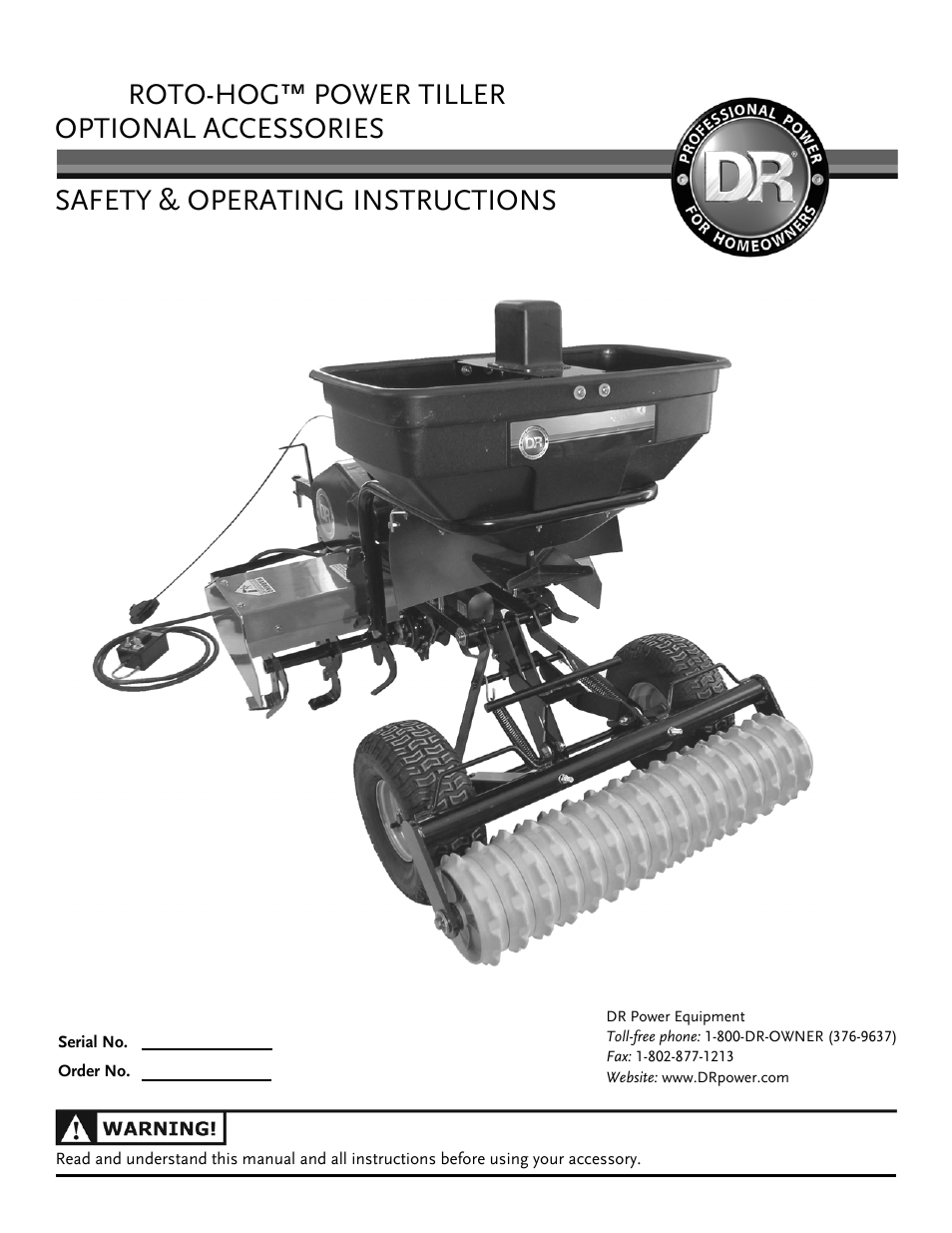 DR Power Power Tiller Cultipacker Roto-Hog User Manual | 24 pages