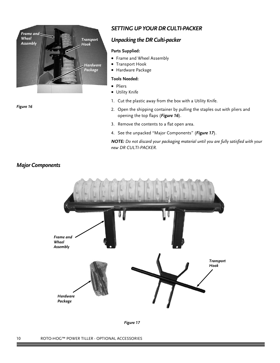 Major components | DR Power Power Tiller Cultipacker Roto-Hog User Manual | Page 10 / 24