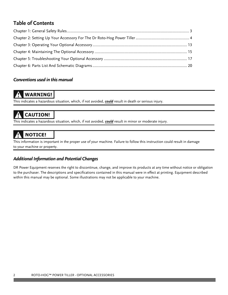 DR Power Power Tiller Cultipacker Roto-Hog User Manual | Page 2 / 24