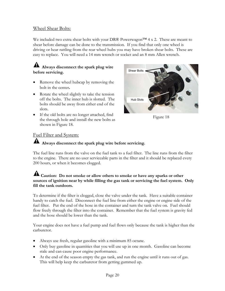 DR Power Power Wagon 4 x 2 8hp B&S (April 2002 - March 2004) User Manual | Page 20 / 26