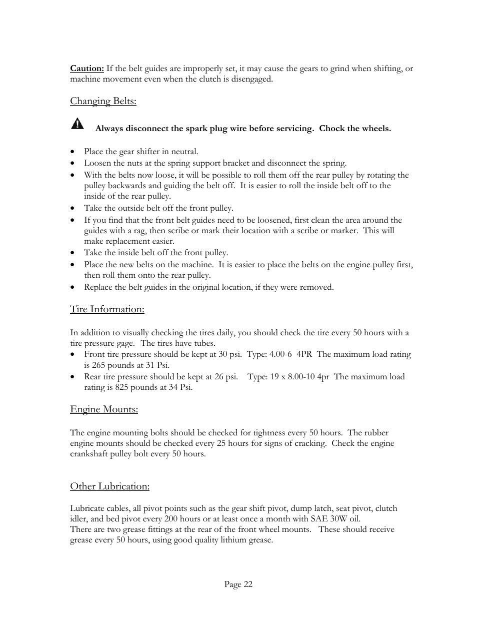 DR Power Power Wagon 4 x 2 8hp B&S (April 2002 - March 2004) User Manual | Page 22 / 26