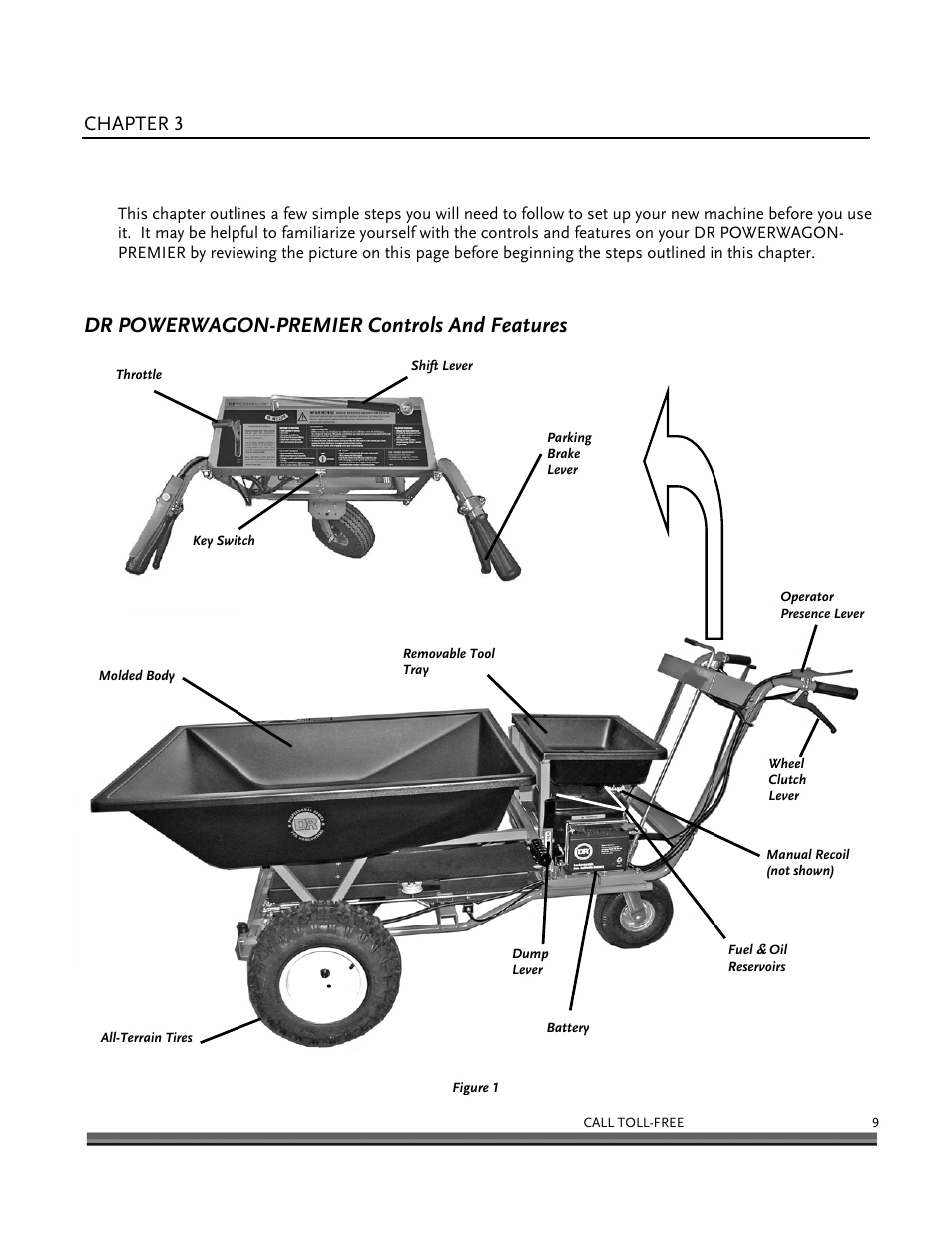 Setting up your dr powerwagon-premier, Dr powerwagon-premier controls and features, Chapter 3 | DR Power 6.25 Premier Power Wagon User Manual | Page 13 / 50