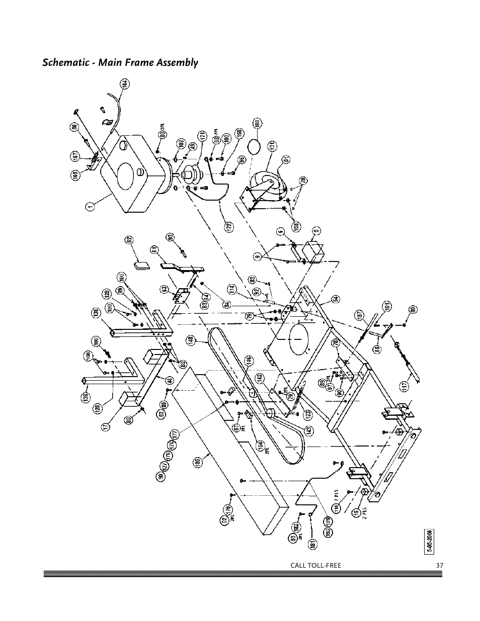 Schematic - main frame assembly | DR Power 6.25 Premier Power Wagon User Manual | Page 41 / 50