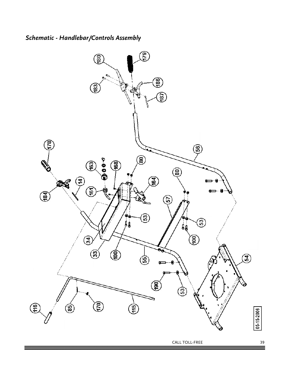 Schematic - handlebar/controls assembly | DR Power 6.25 Premier Power Wagon User Manual | Page 43 / 50