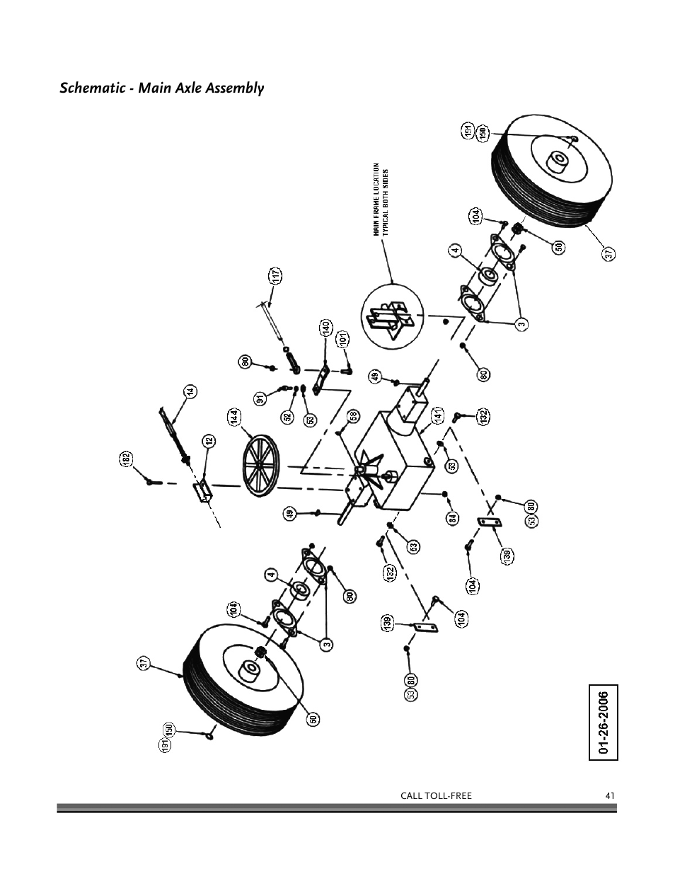 Schematic - main axle assembly | DR Power 6.25 Premier Power Wagon User Manual | Page 45 / 50