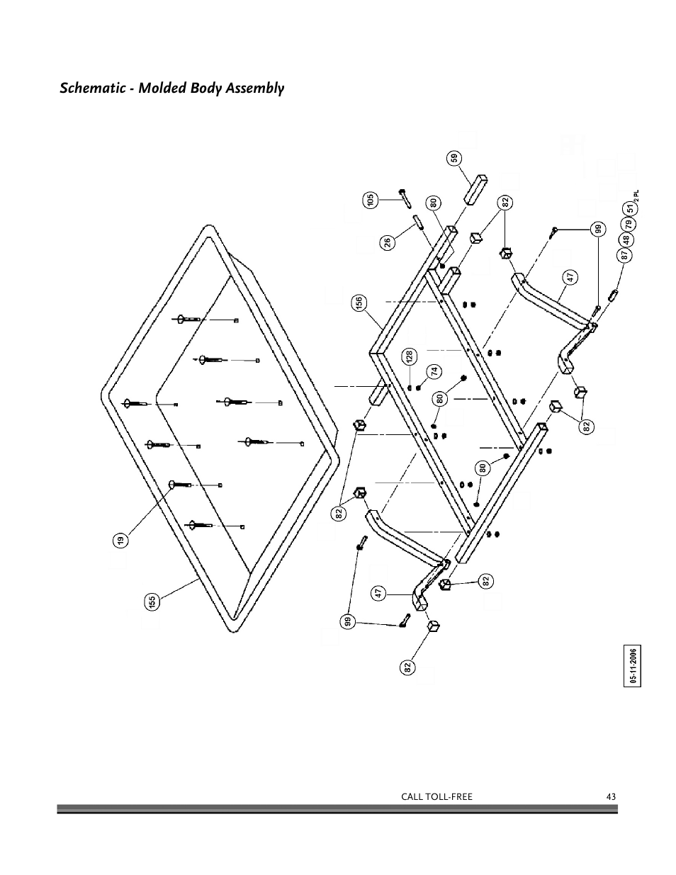 Schematic - molded body assembly | DR Power 6.25 Premier Power Wagon User Manual | Page 47 / 50