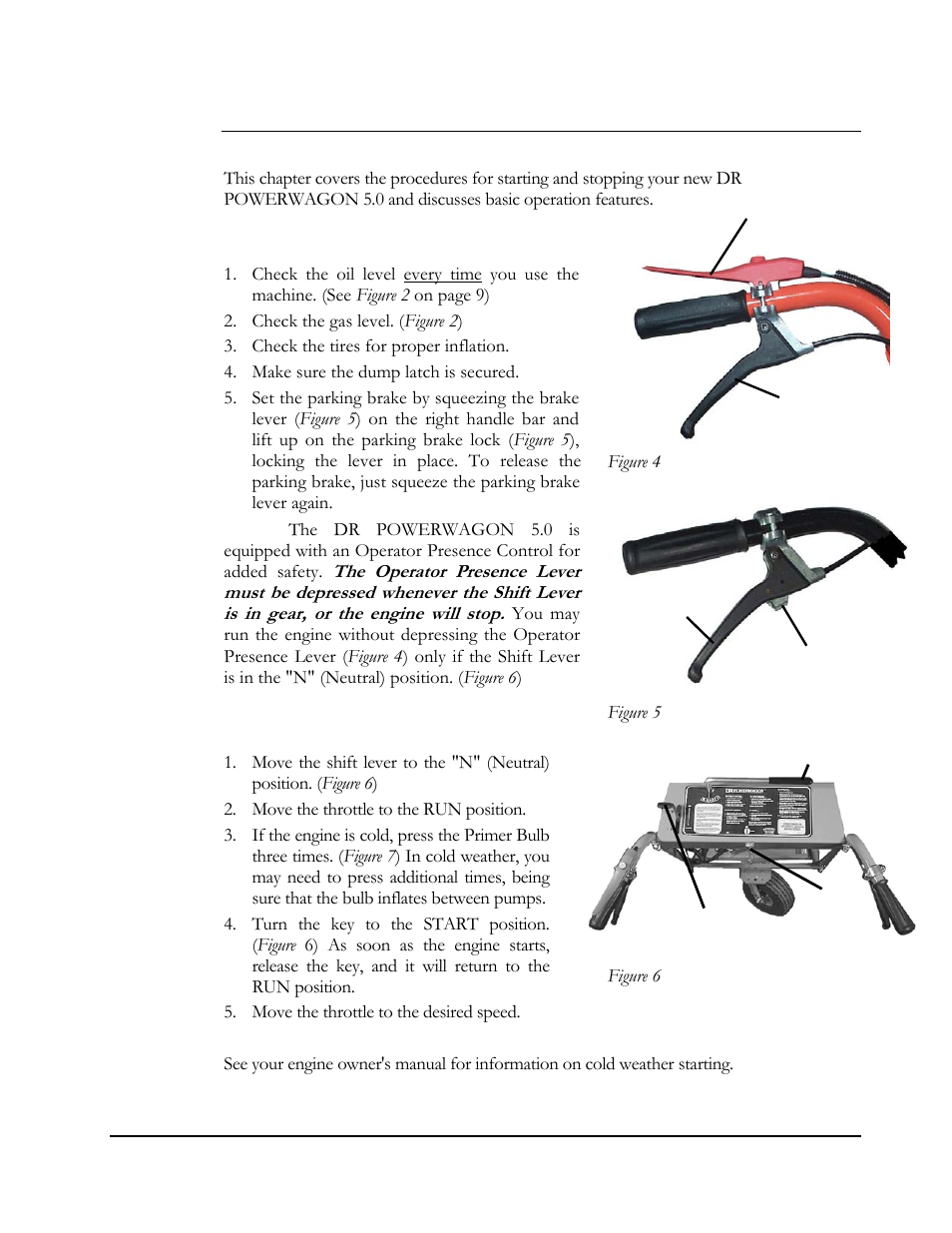 Chapter 4: operating your dr powerwagon 5.0, Before starting the engine, Electric starting | DR Power 5.00 HP Power Wagon User Manual | Page 14 / 40