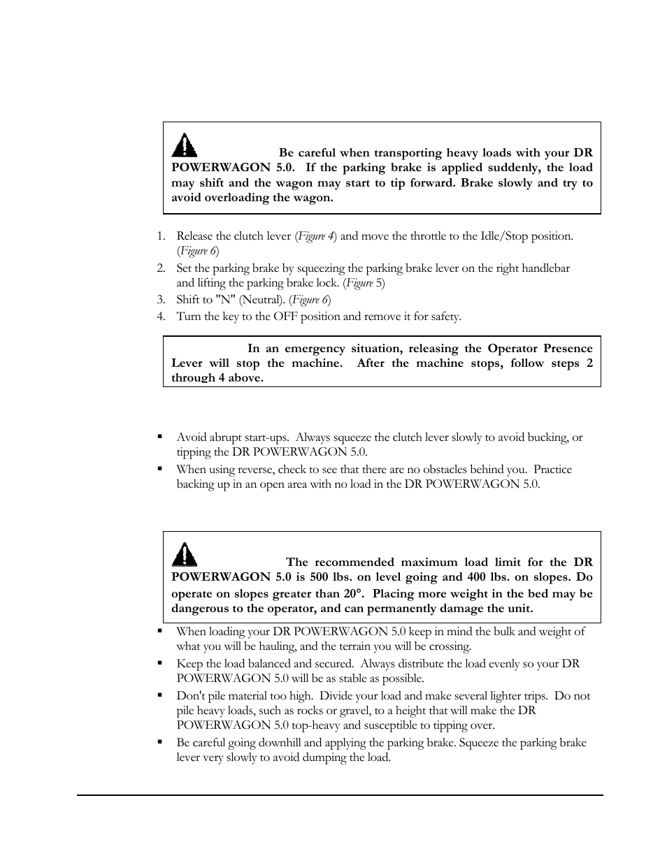 Stopping, Operating tips, Loading | DR Power 5.00 HP Power Wagon User Manual | Page 16 / 40