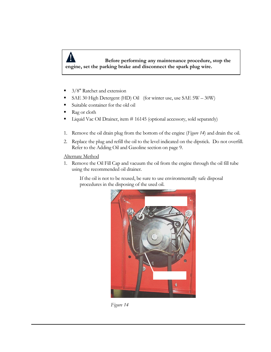 Changing the engine oil | DR Power 5.00 HP Power Wagon User Manual | Page 22 / 40