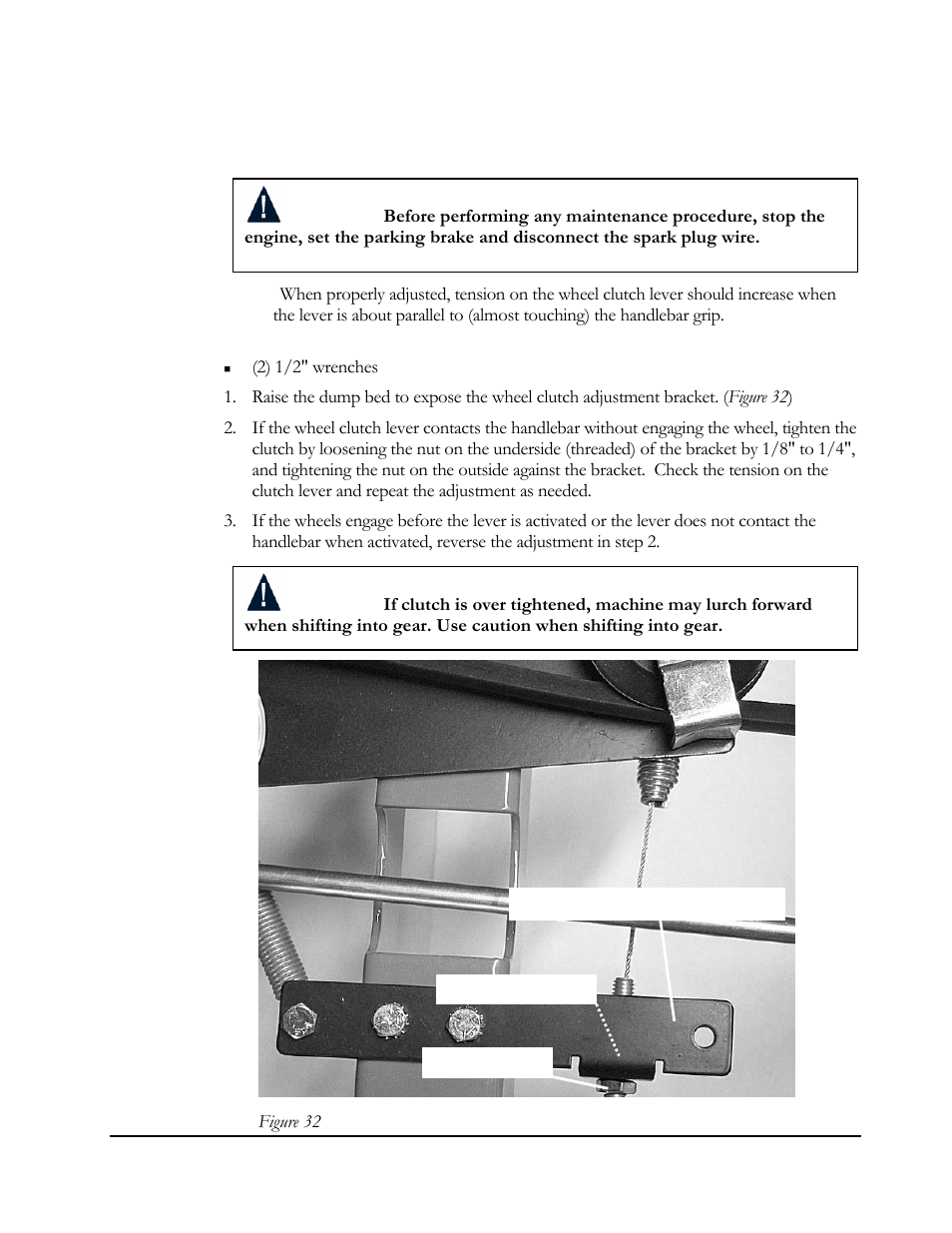 Adjusting the wheel clutch | DR Power 5.00 HP Power Wagon User Manual | Page 32 / 40