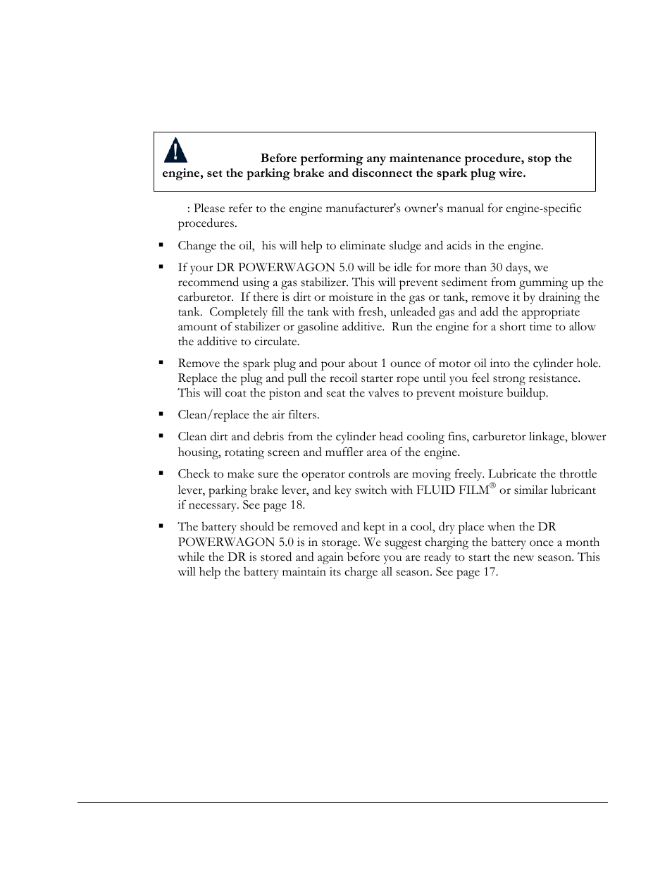 End of season & storage | DR Power 5.00 HP Power Wagon User Manual | Page 33 / 40