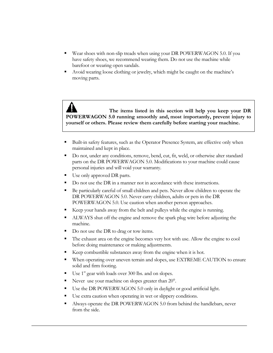 Protecting yourself, Operating the machine safely | DR Power 5.00 HP Power Wagon User Manual | Page 7 / 40