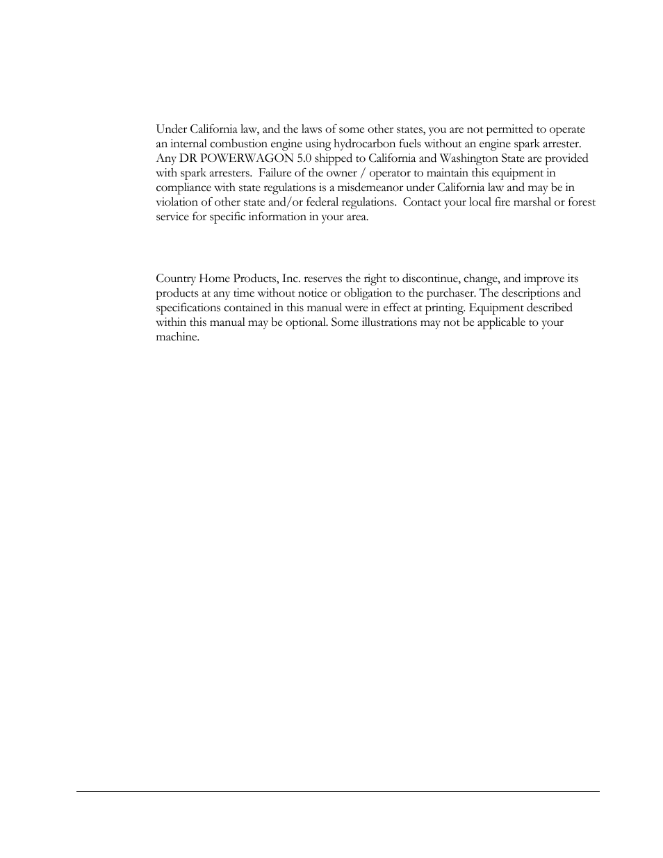 Additional information and potential changes | DR Power 5.00 HP Power Wagon User Manual | Page 9 / 40