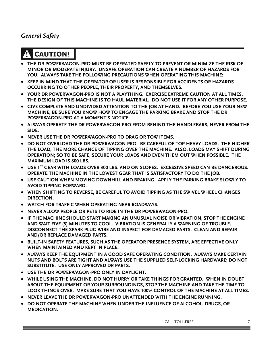 General safety | DR Power 8.25 Pro Power Wagon (February 2007 - February 2009) User Manual | Page 11 / 54