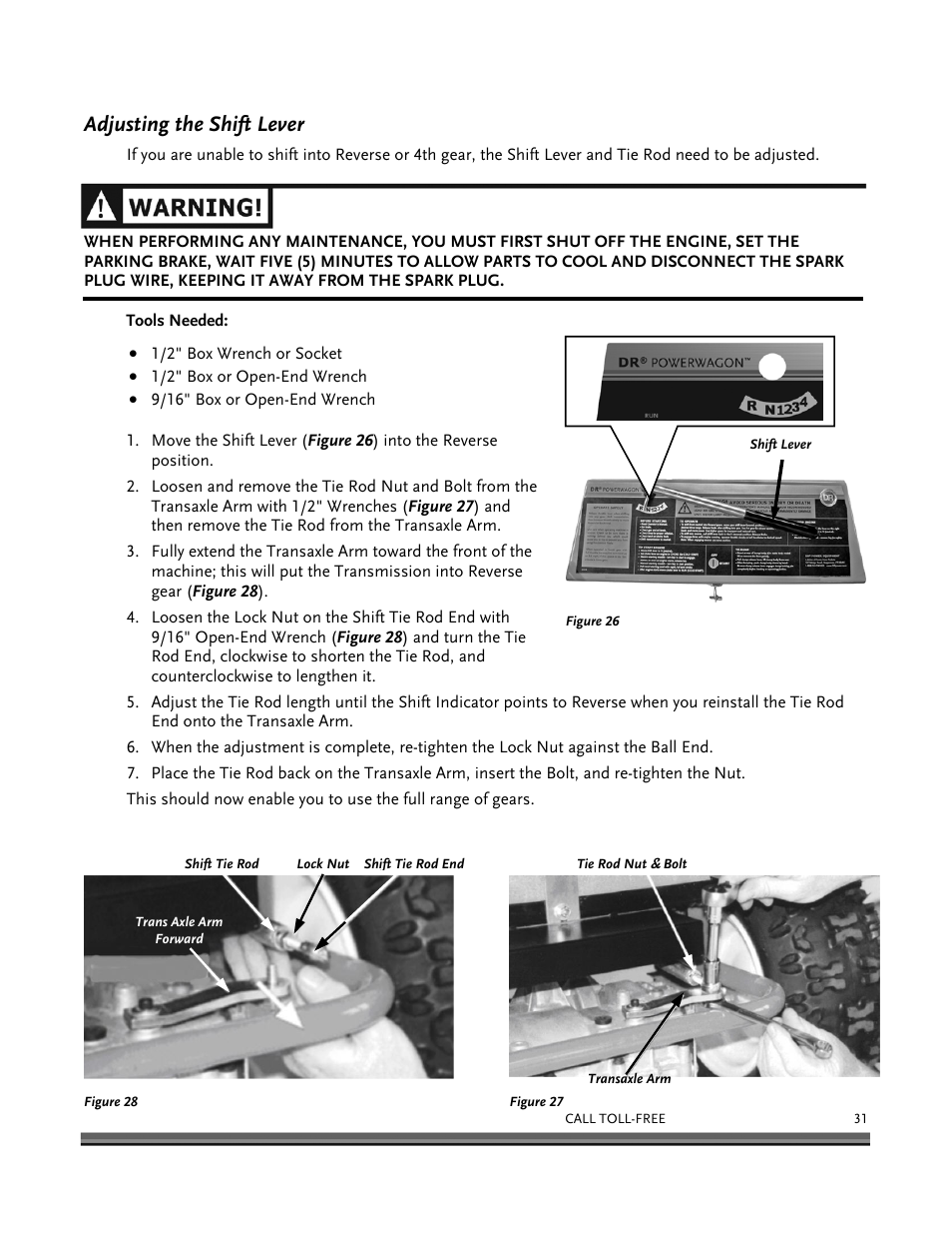 Adjusting the shift lever | DR Power 8.25 Pro Power Wagon (February 2007 - February 2009) User Manual | Page 35 / 54