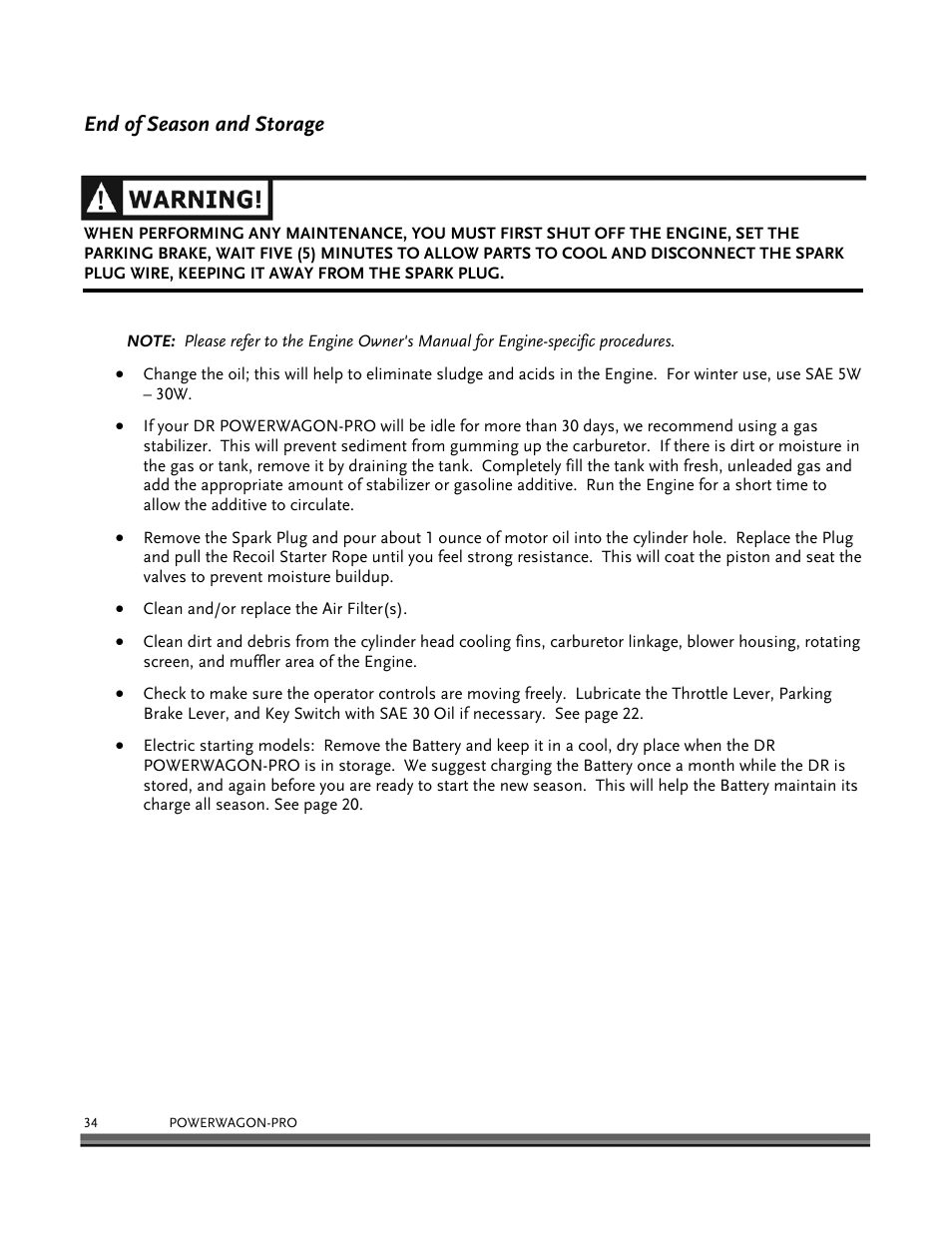 End of season and storage | DR Power 8.25 Pro Power Wagon (February 2007 - February 2009) User Manual | Page 38 / 54