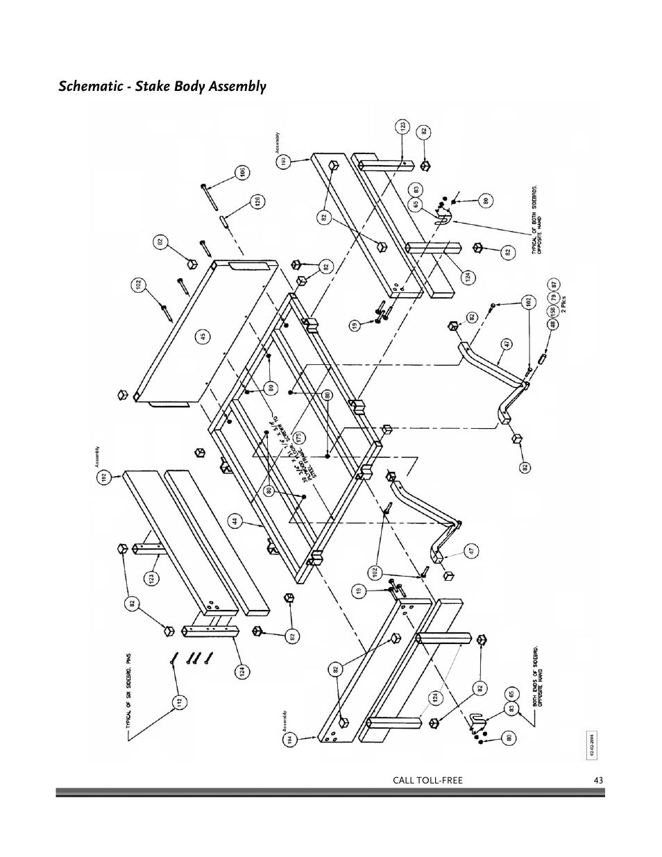 Schematic - stake body assembly | DR Power 8.25 Pro Power Wagon (February 2007 - February 2009) User Manual | Page 47 / 54