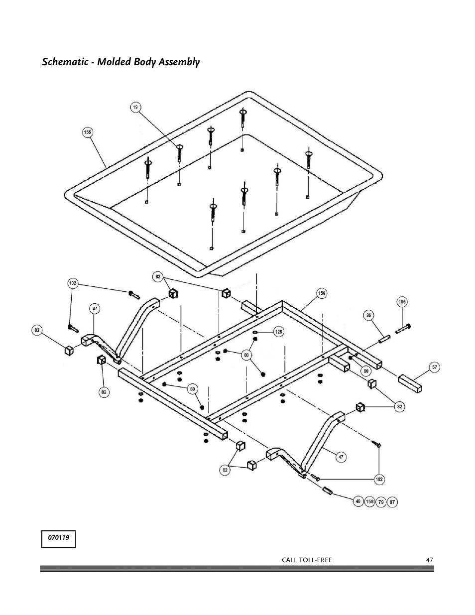 Schematic - molded body assembly | DR Power 8.25 Pro Power Wagon (February 2007 - February 2009) User Manual | Page 51 / 54