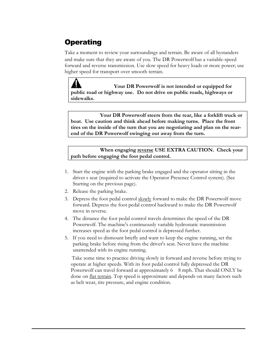 Operating | DR Power Powerwolf Power Wagon User Manual | Page 17 / 52