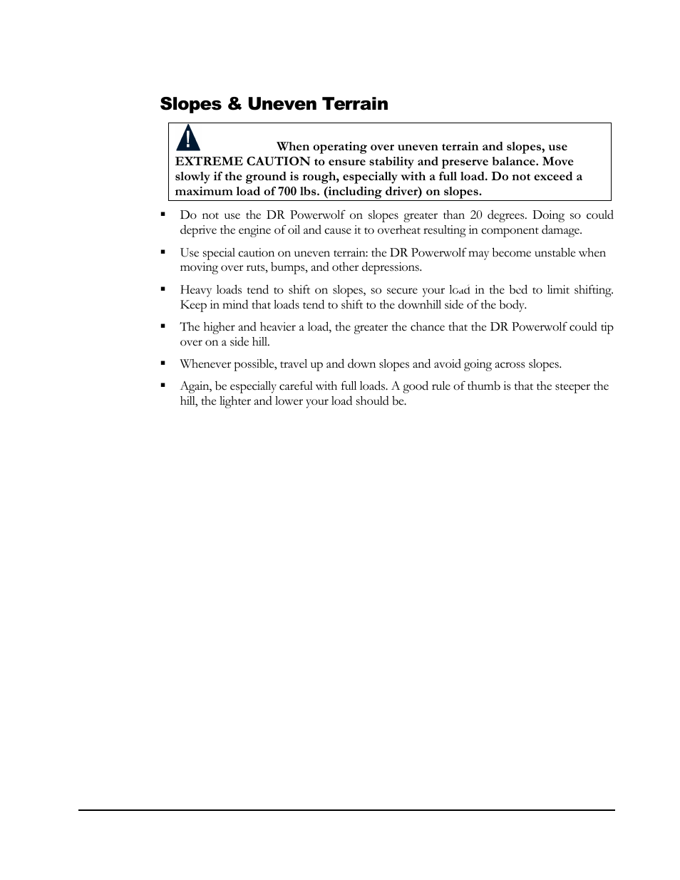 Slopes & uneven terrain | DR Power Powerwolf Power Wagon User Manual | Page 19 / 52