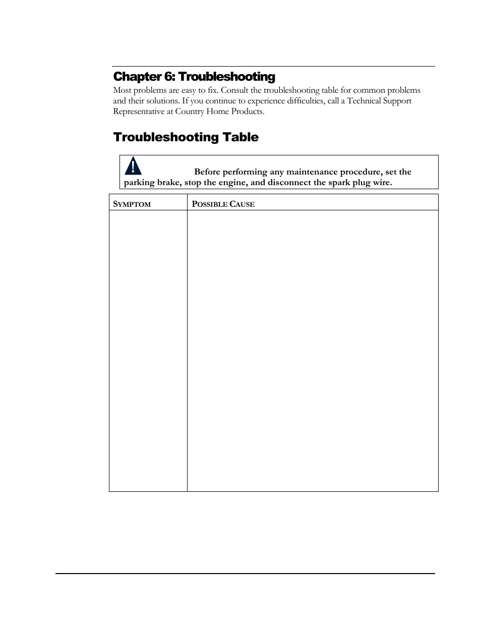 Chapter 6: troubleshooting, Troubleshooting table | DR Power Powerwolf Power Wagon User Manual | Page 37 / 52