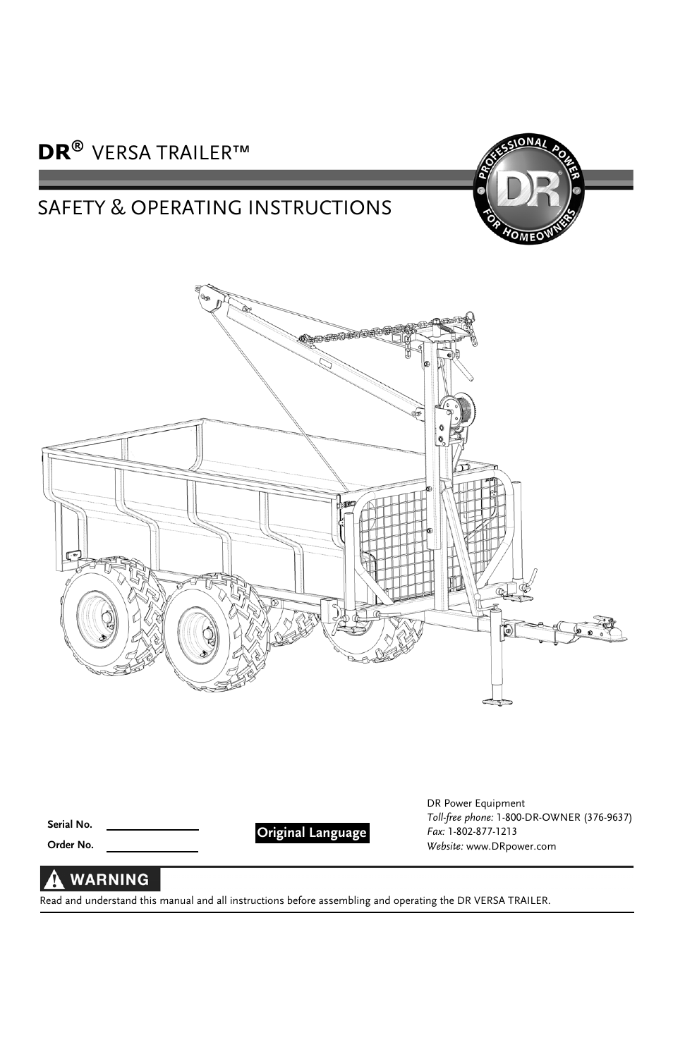 DR Power VT1 (1-ton) (Feb 2012 - Present) User Manual | 38 pages