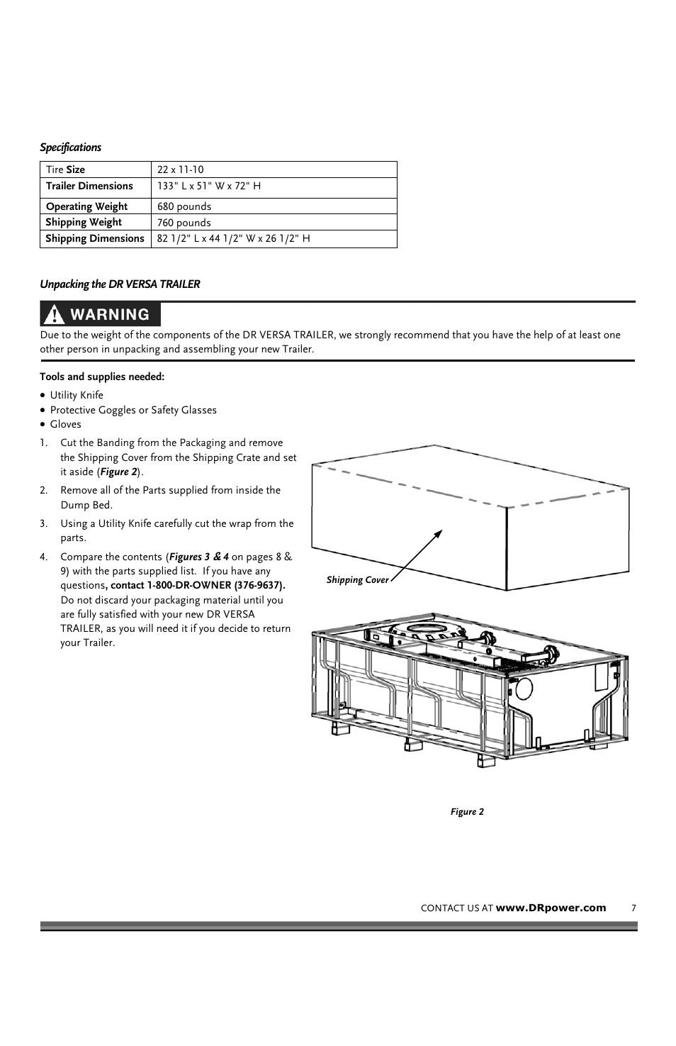 DR Power VT1 (1-ton) (Feb 2012 - Present) User Manual | Page 7 / 38