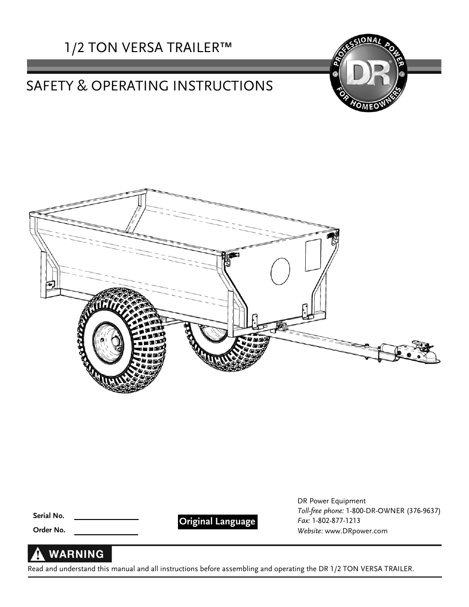 DR Power LT 1 (1/2-ton) (March 2012 - Present) User Manual | 28 pages