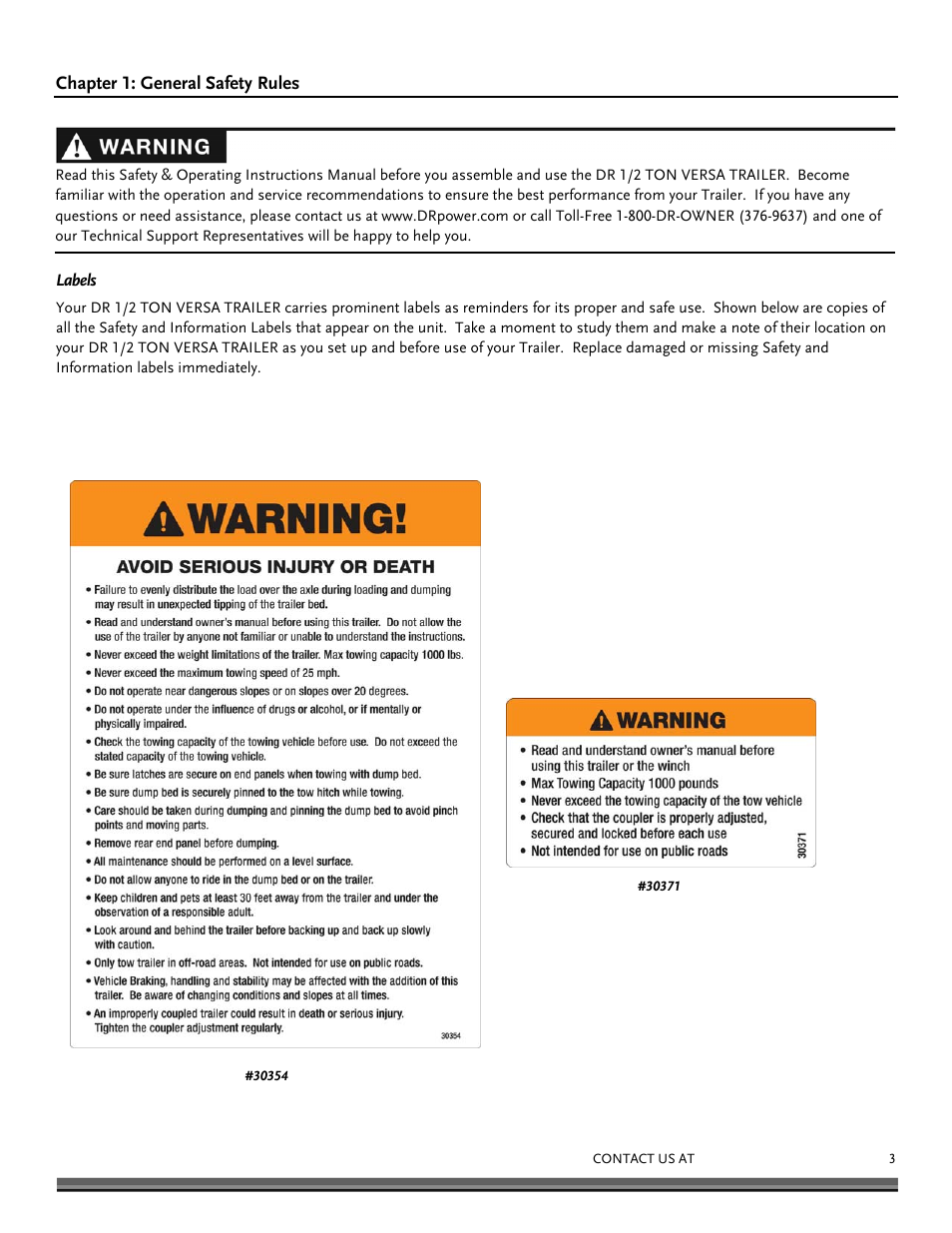 DR Power LT 1 (1/2-ton) (March 2012 - Present) User Manual | Page 3 / 28