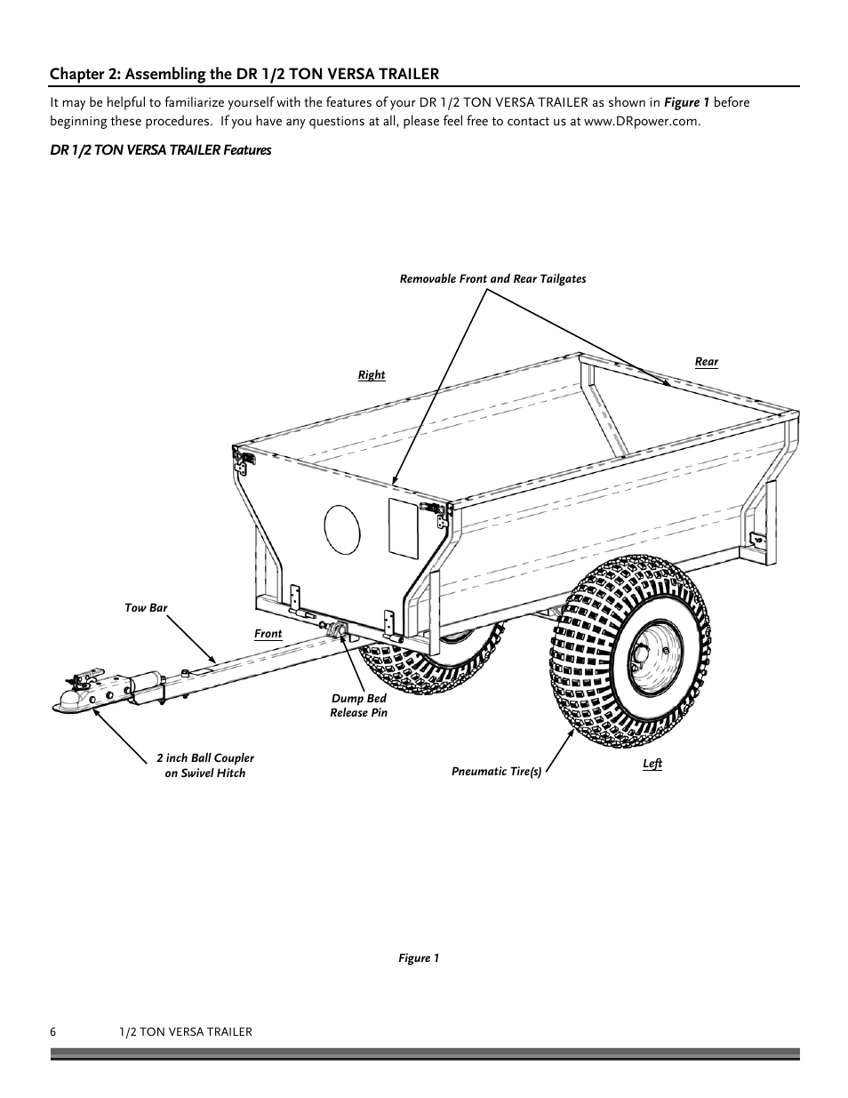 Chapter 2: assembling the dr 1/2 ton versa trailer | DR Power LT 1 (1/2-ton) (March 2012 - Present) User Manual | Page 6 / 28