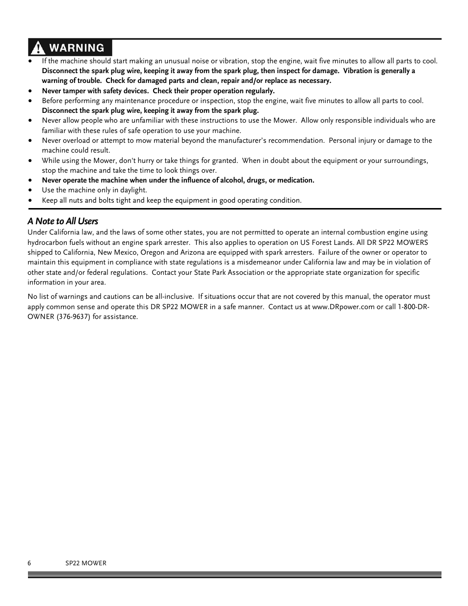 DR Power Lawn Mower Subaru Engine (January 2013 - March 2014) User Manual | Page 6 / 24