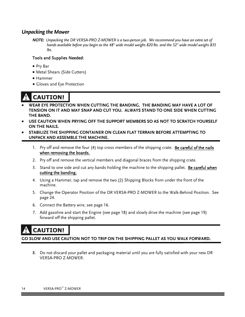 Unpacking the mower | DR Power Z-Mower 19.5 HP Versa-Pro User Manual | Page 18 / 84